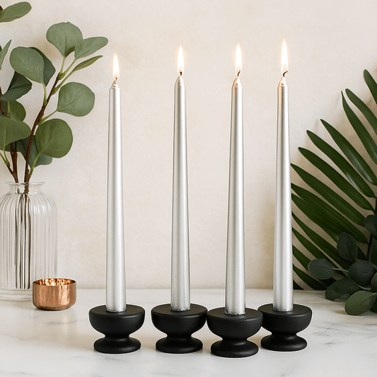 Taper Candle Set - Silver - Pk of 4