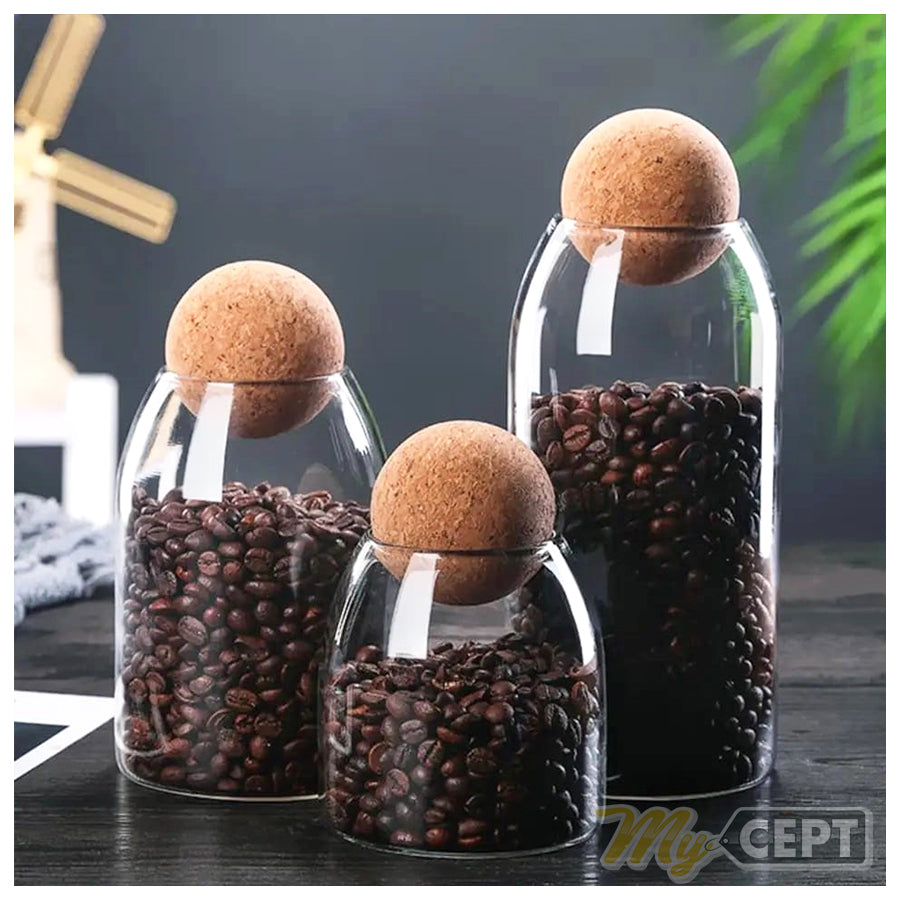 Set of 3 Glass Jars with Cork Lid