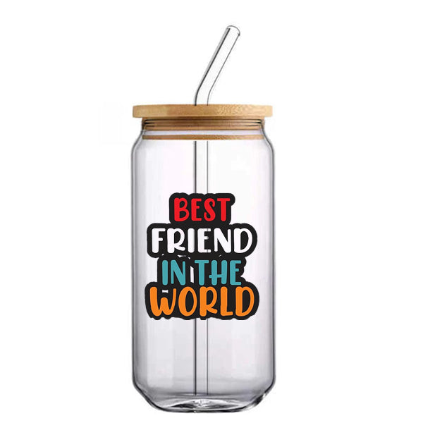 Best Friend Glass with Straw 500ml
