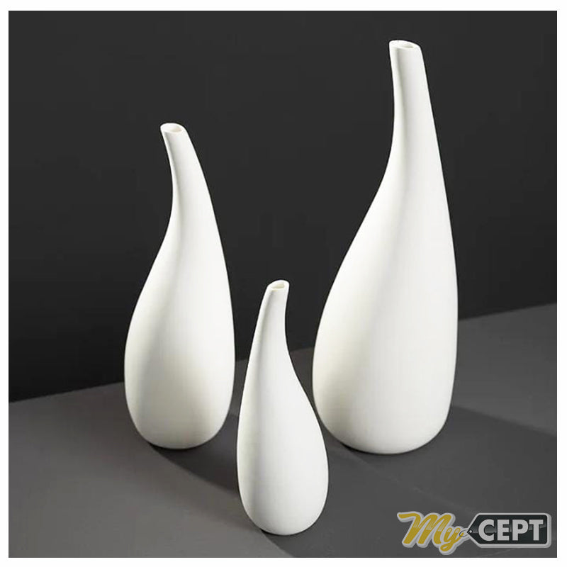 Ceramic Vase White Set of 3