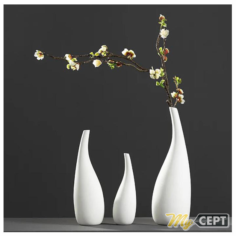 Ceramic Vase White Set of 3