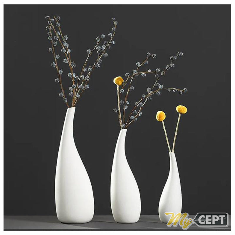 Ceramic Vase White Set of 3