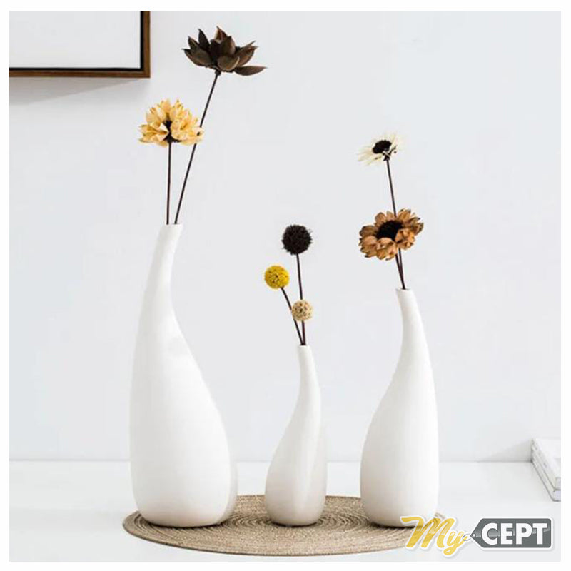 Ceramic Vase White Set of 3