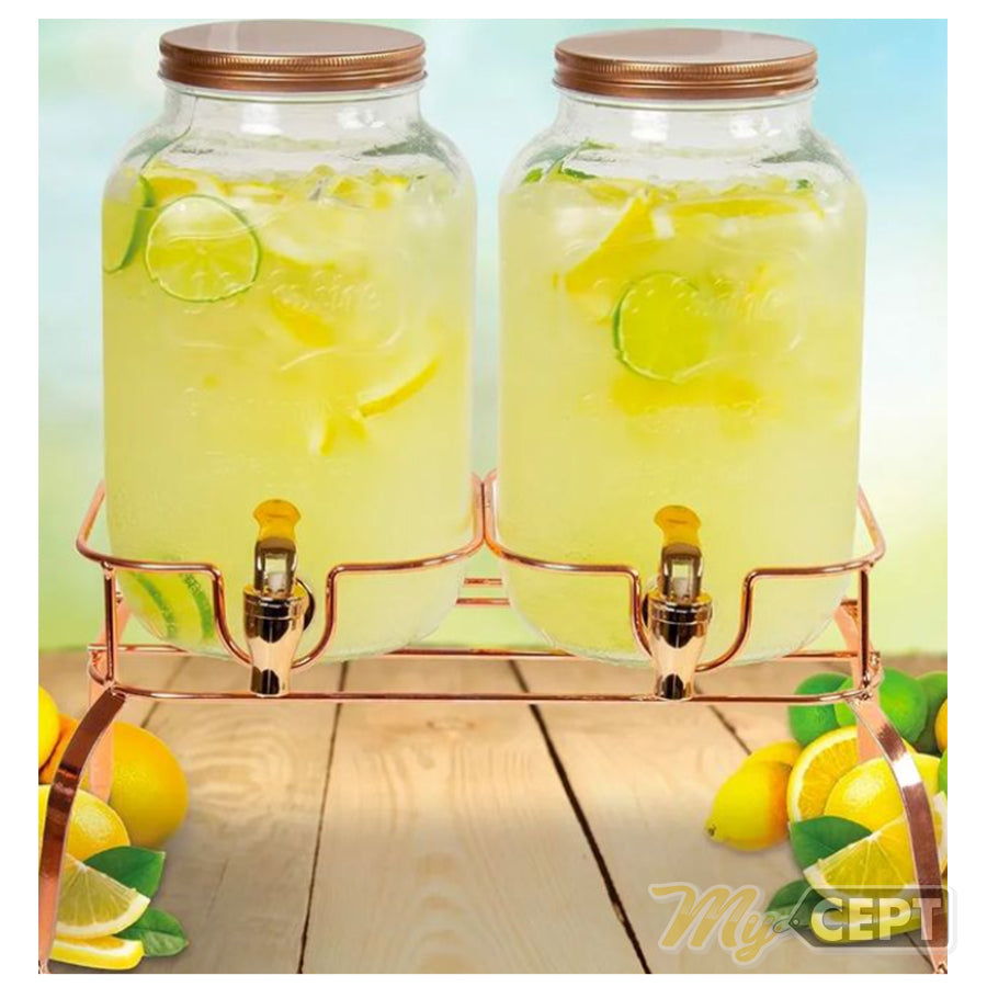 Double 4L Glass Beverage Dispenser with Stand