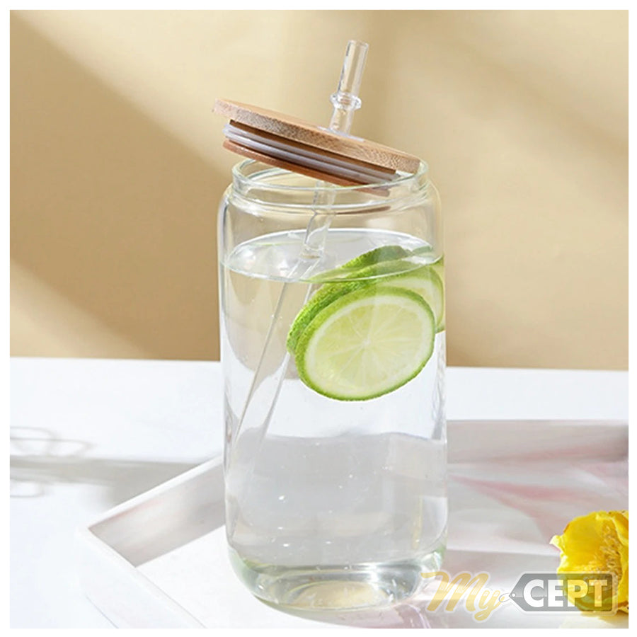 550ml Glass with Lid & Straw