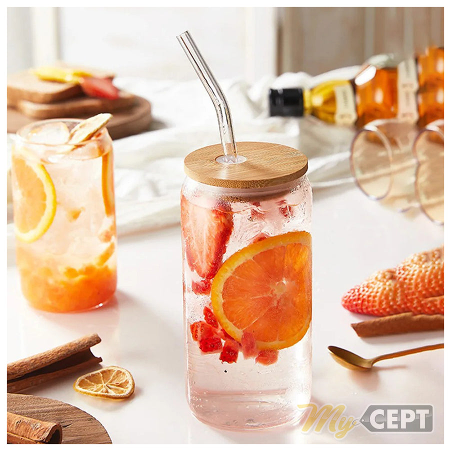 550ml Glass with Lid & Straw