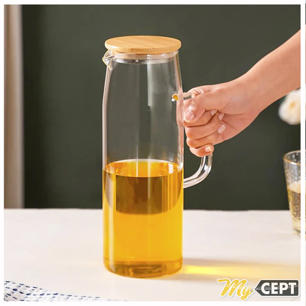 Borosilicate Glass Jug with Wooden Lid