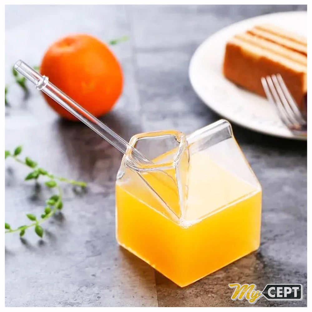 350ml Milk Box Shaped Glass