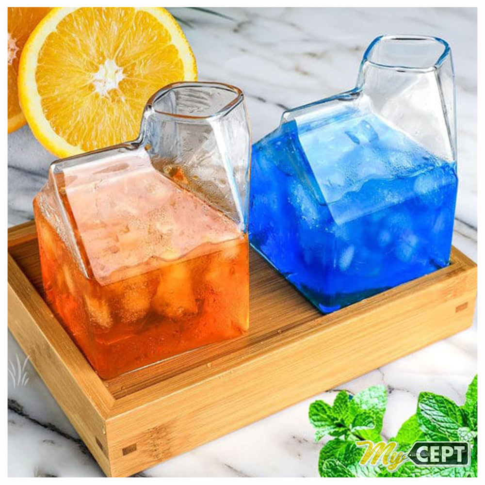 350ml Milk Box Shaped Glass