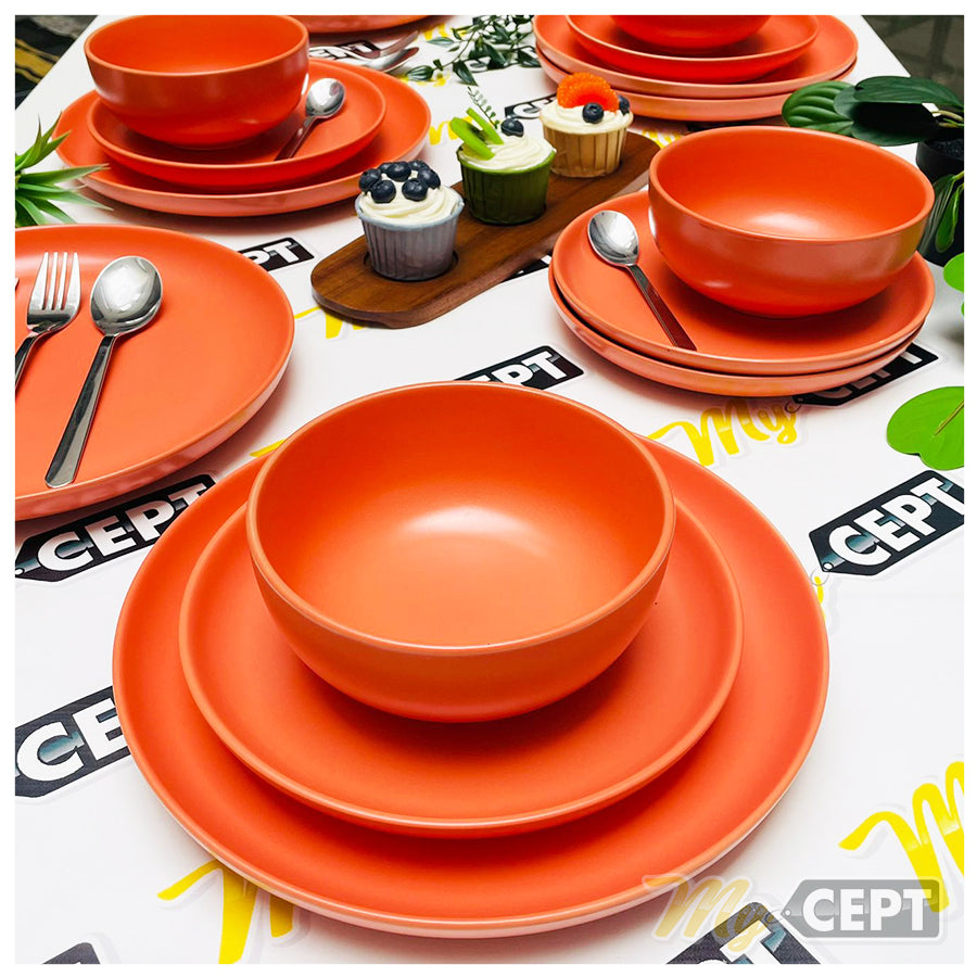 18 Pc Dinner Set Deep Orange MyCept