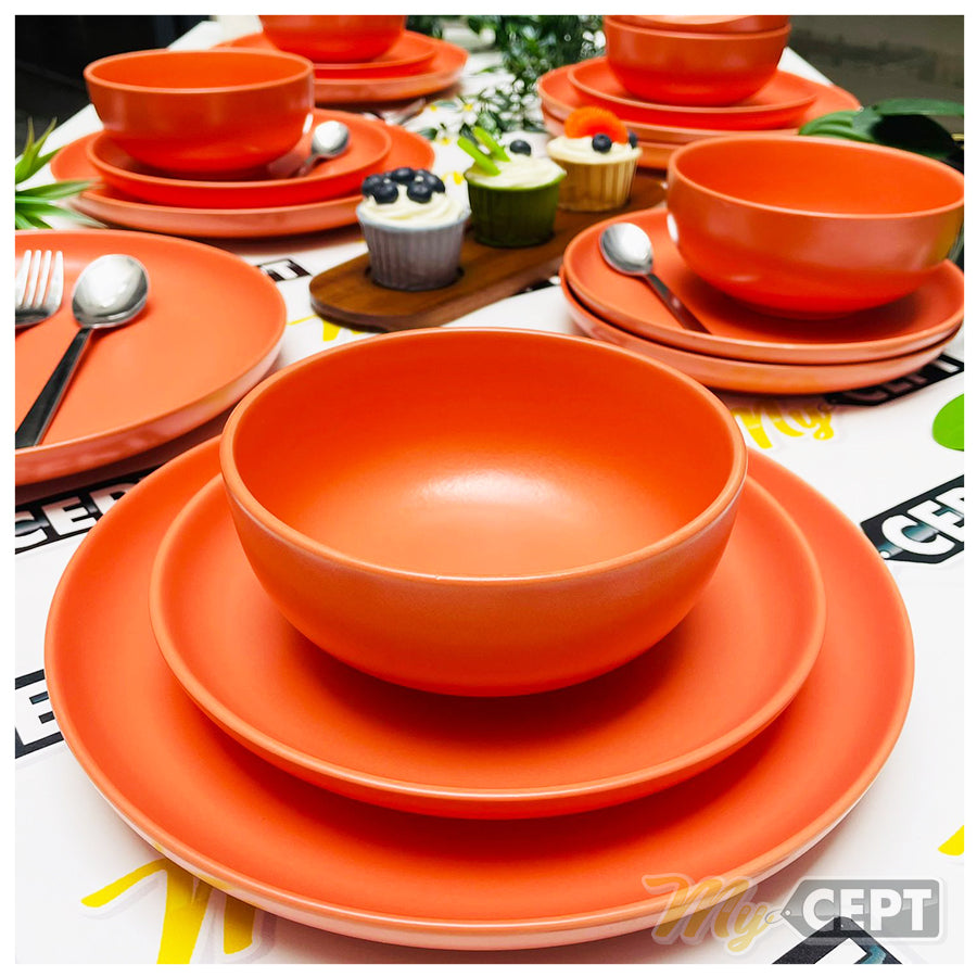 18-Pc Dinner Set Deep Orange