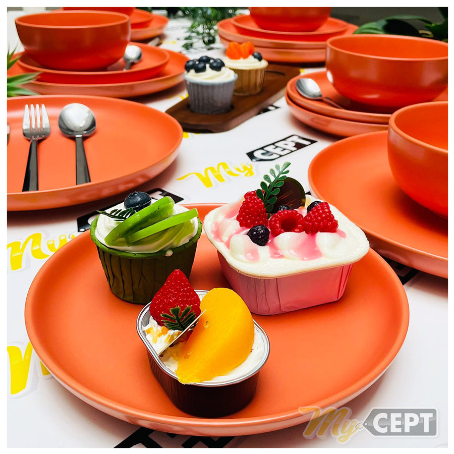 18-Pc Dinner Set Deep Orange