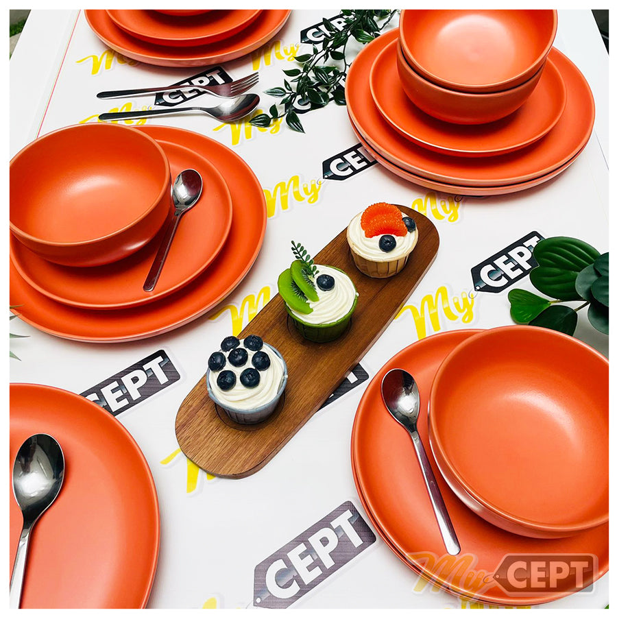 18-Pc Dinner Set Deep Orange