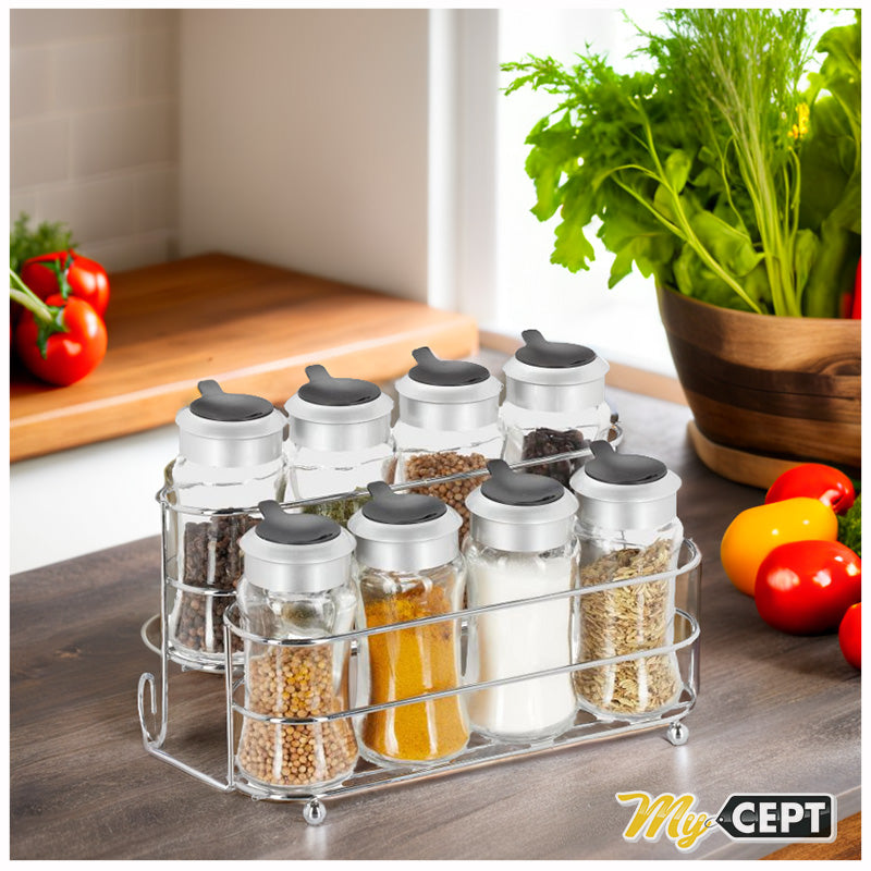 Set of 8 Spice Jars with Stand