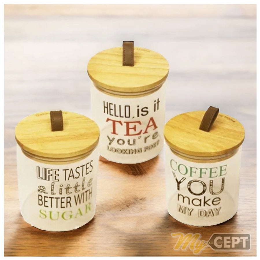 Tea | Coffee | Sugar Glass Jar - Set of 3