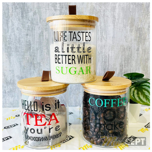Tea | Coffee | Sugar Glass Jar - Set of 3