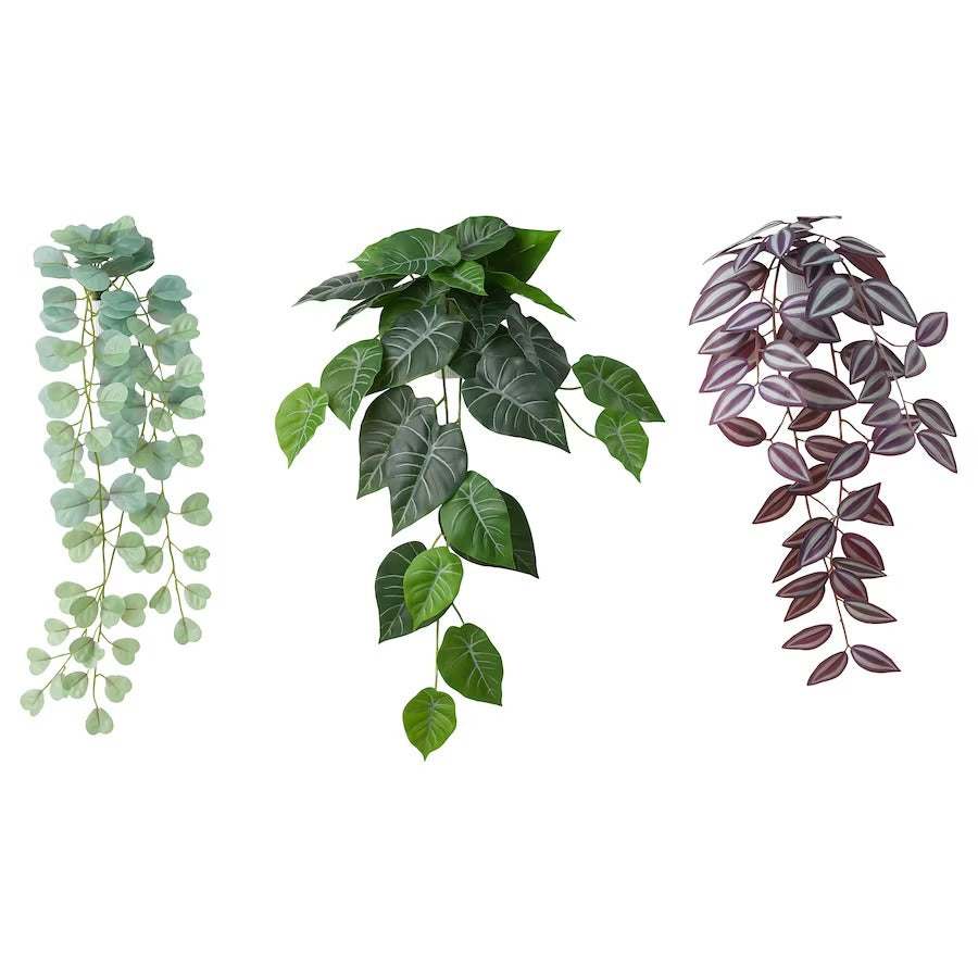Artificial Hanging Plants with Holder - Pack of 3 Lilac