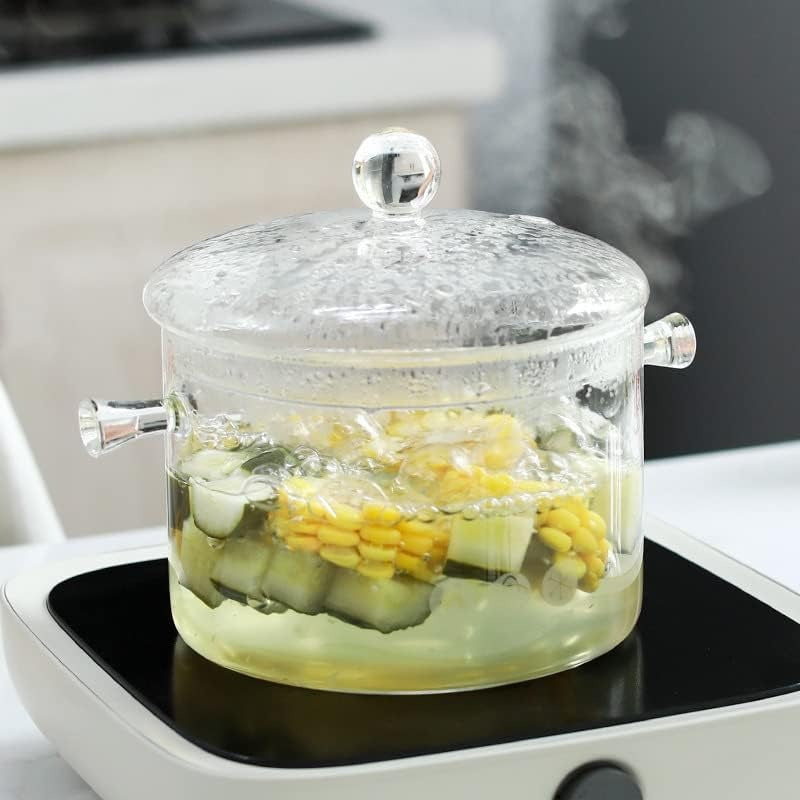 Clear Glass Cooking Pot with Lid 1900ml