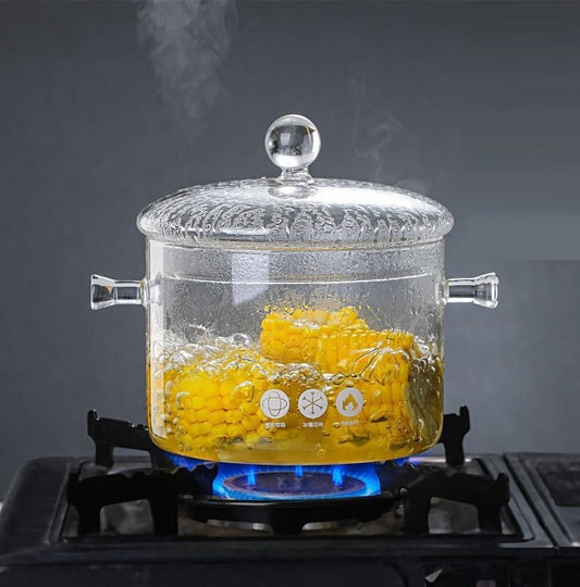 Clear Glass Cooking Pot with Lid 1900ml