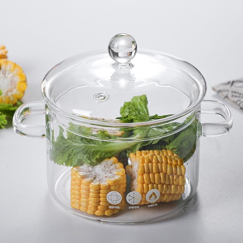 Clear Glass Cooking Pot with Lid 1900ml