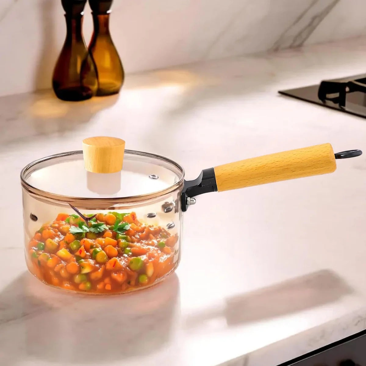 Glass Sauce Pan with Lid 1.45L