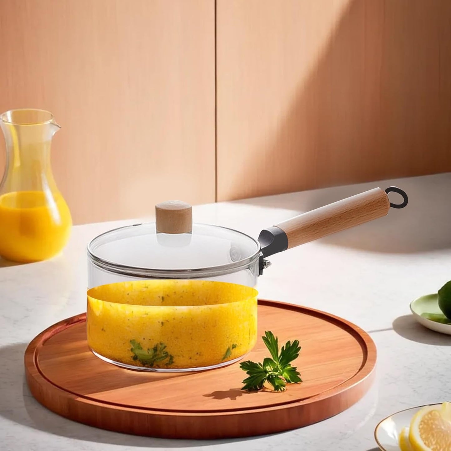 Glass Sauce Pan with Lid 1.45L