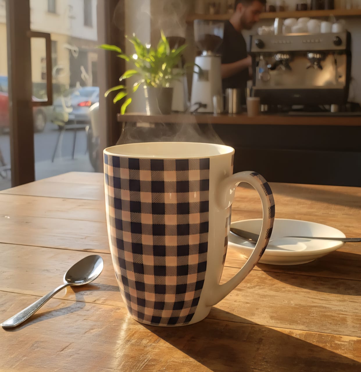 Tea/Coffee Mug Denim Check