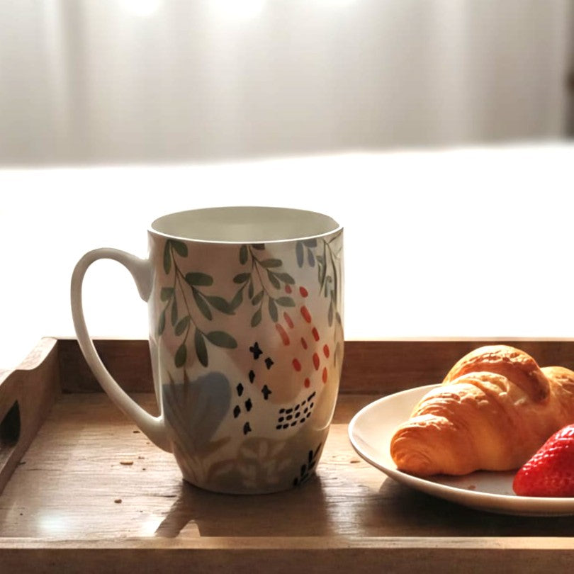Ceramic Mug Leaf Pattern Multi-Color