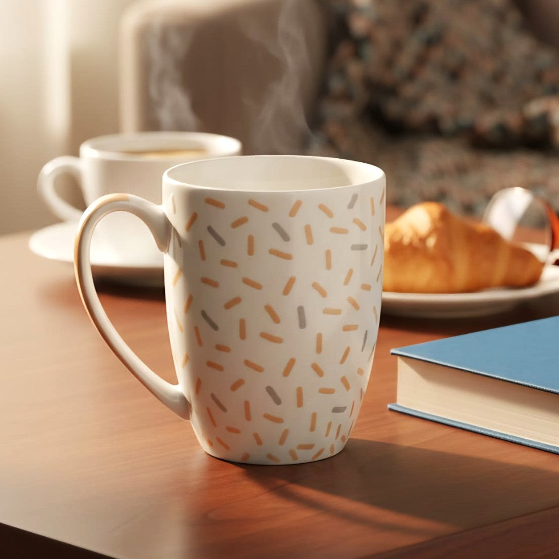 Ceramic Mug Grey & Orange Confetti