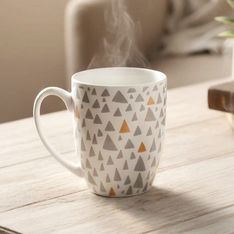 Ceramic Mug Grey & Orange Triangle