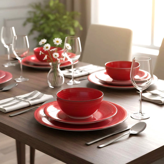 16-Pc Dinner Set Red