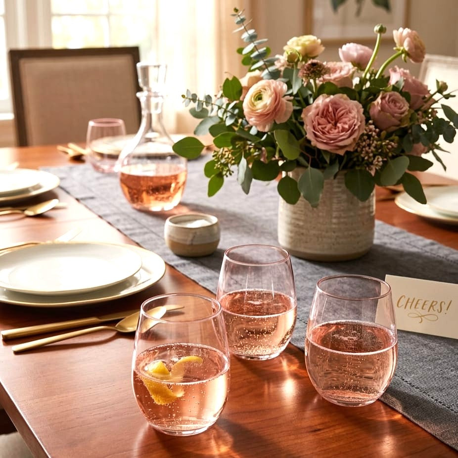 345ml Pink Glass Set of 4