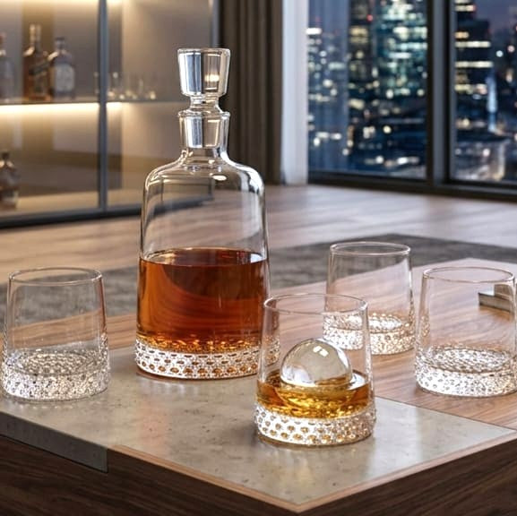 Executive Glass Decanter with 4 Glass