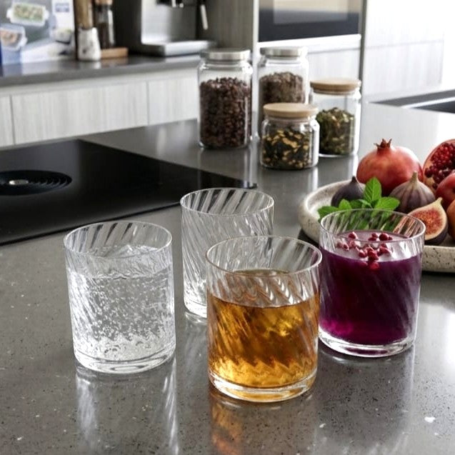 373ml Textured Glass Set of 4