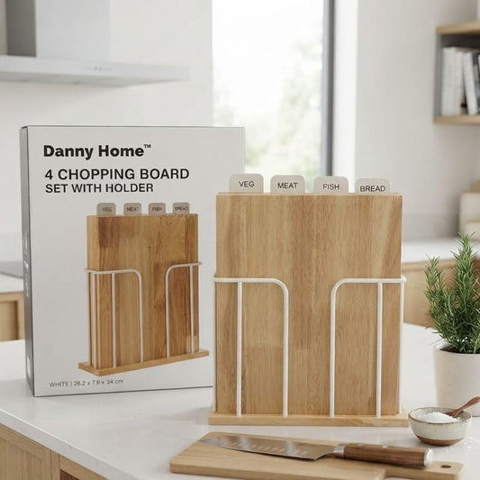 Set of 4 Chopping Boards with Stand