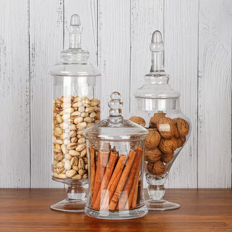 Decorative Glass Jars Set of 3
