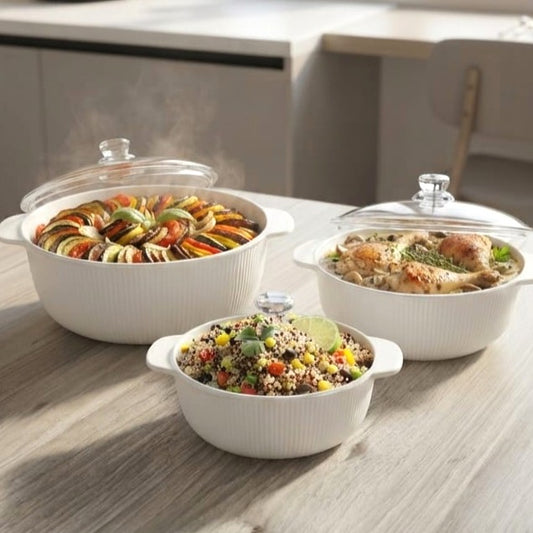 Set of 3 Glass Dish with Lid