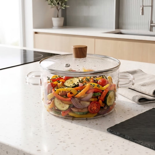1.8L Circle Glass Pot With Lid