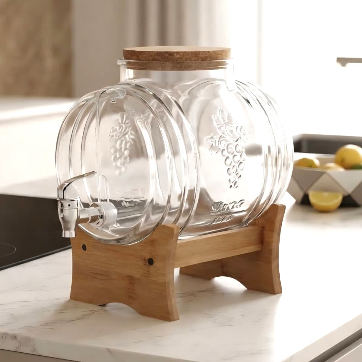 Glass Barrel Dispenser with Stand