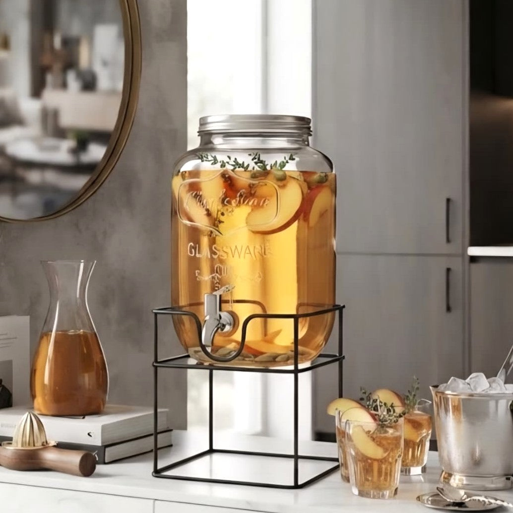 4L Glass Beverage Dispenser with Stand