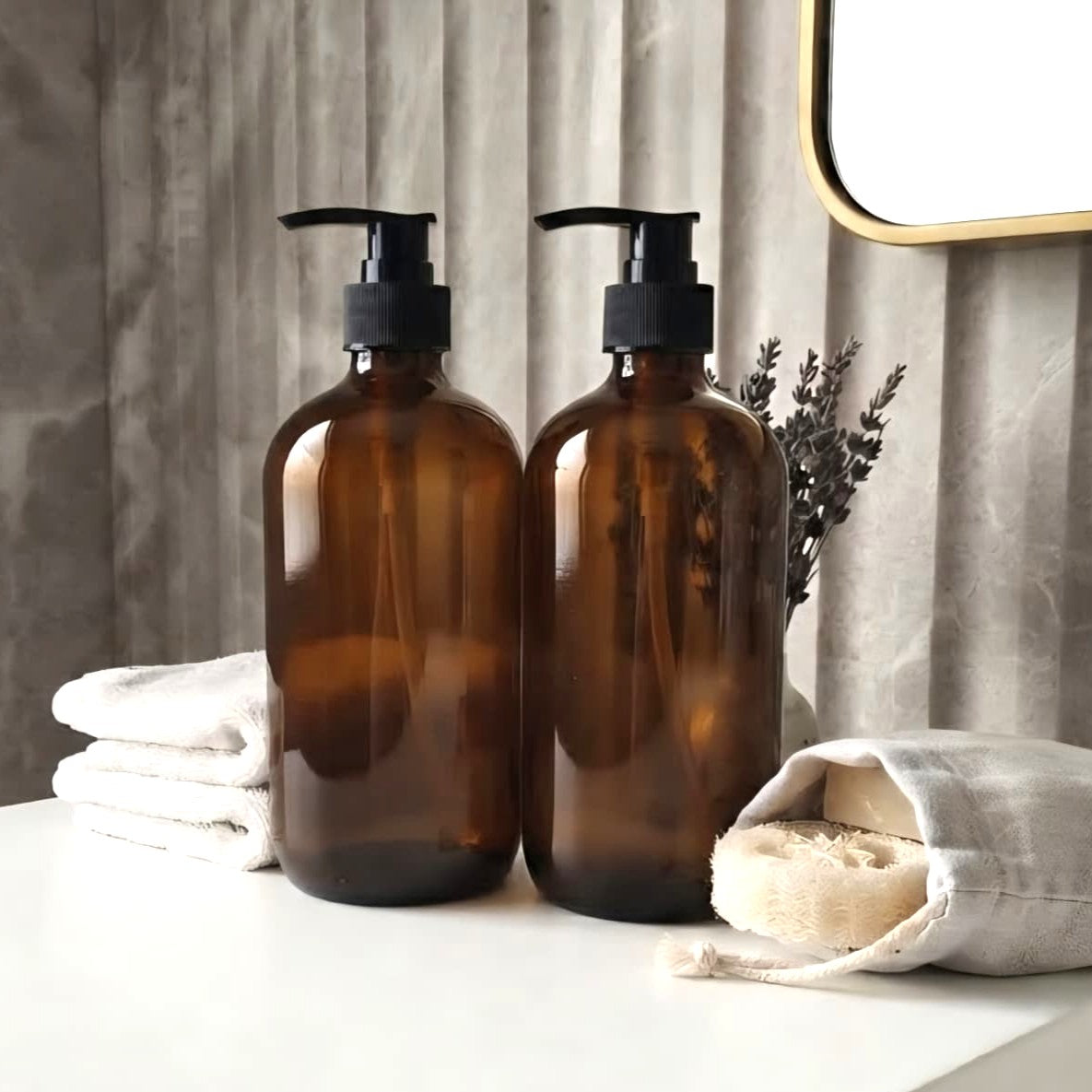 Glass Soap Dispenser Amber