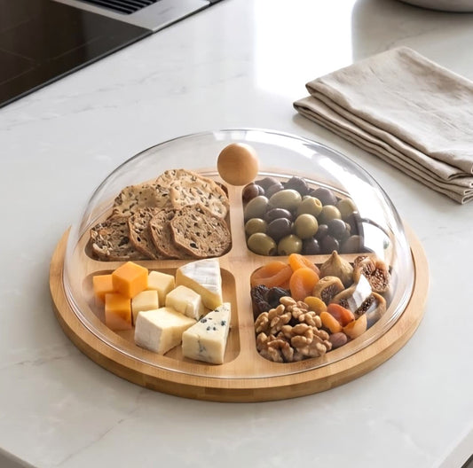 4-Section Bamboo Platter with Dome