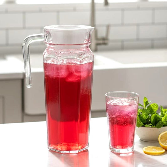 Lined Glass Jug with Lid