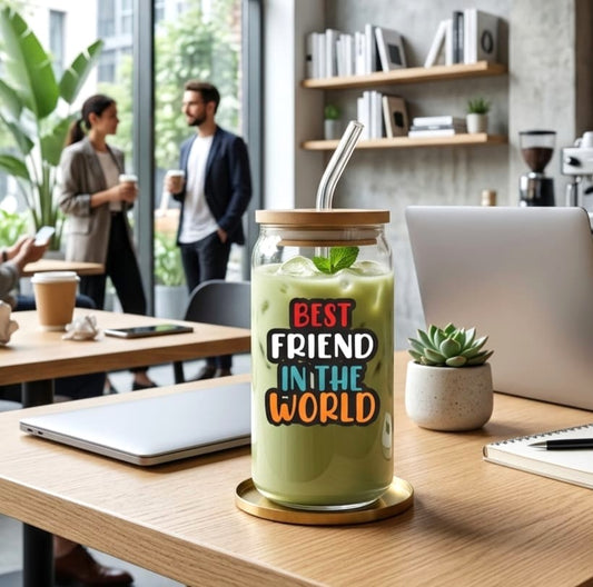 Best Friend Glass with Straw 500ml