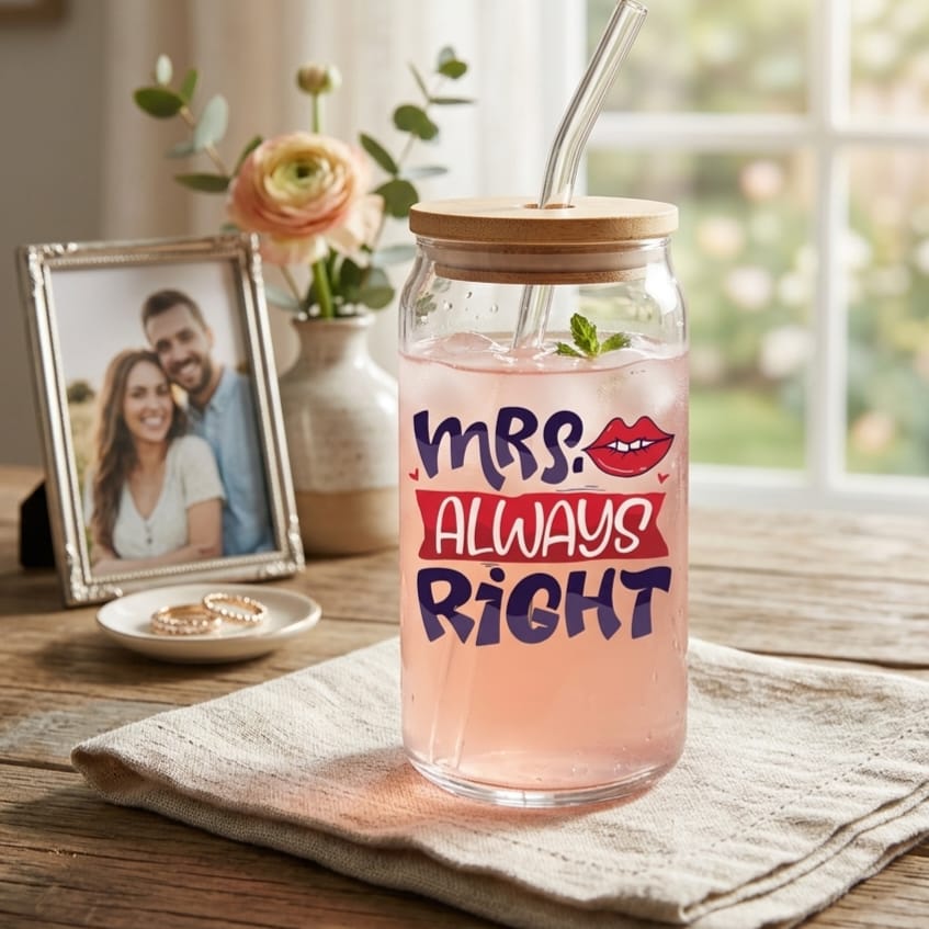 Mr & Mrs Glass with Straw Set of 2