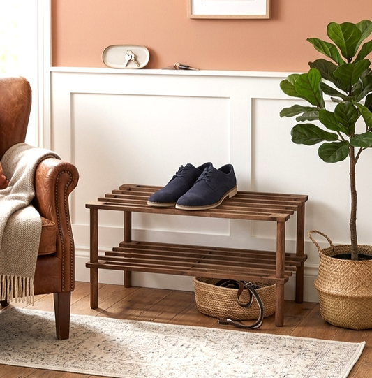 Two-Tier Wooden Shoe Rack