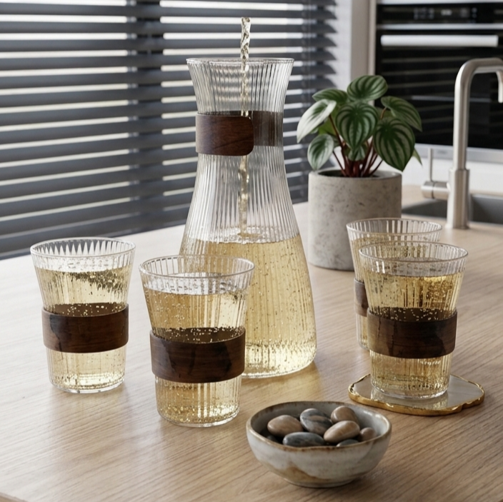 Glass Carafe with 4 Glass