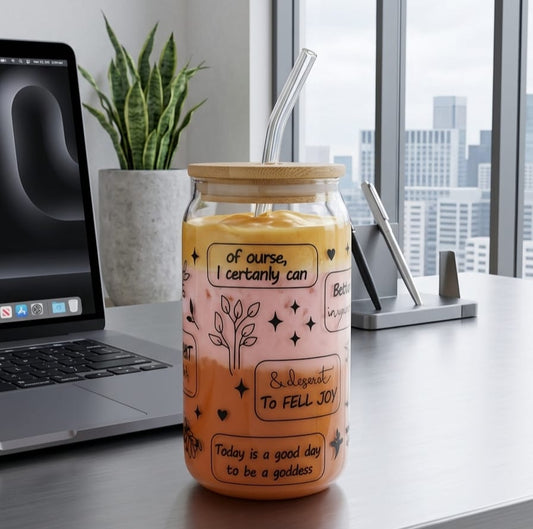 480ml Glass with Lid & Straw