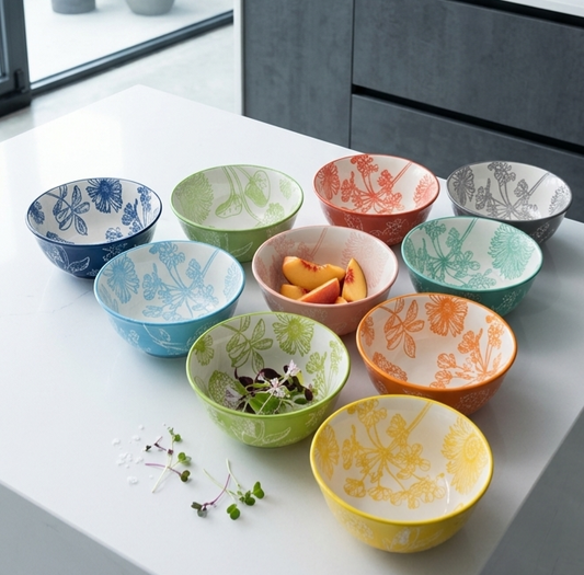 Porcelain Bowls Set of 10 - Solid