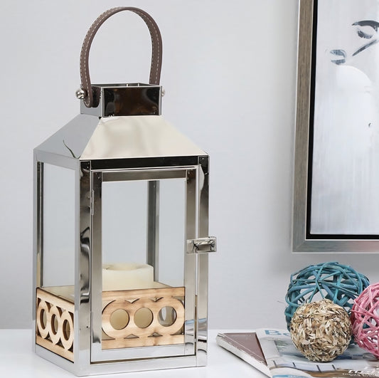 Stainless Steel Lantern Leather Handle
